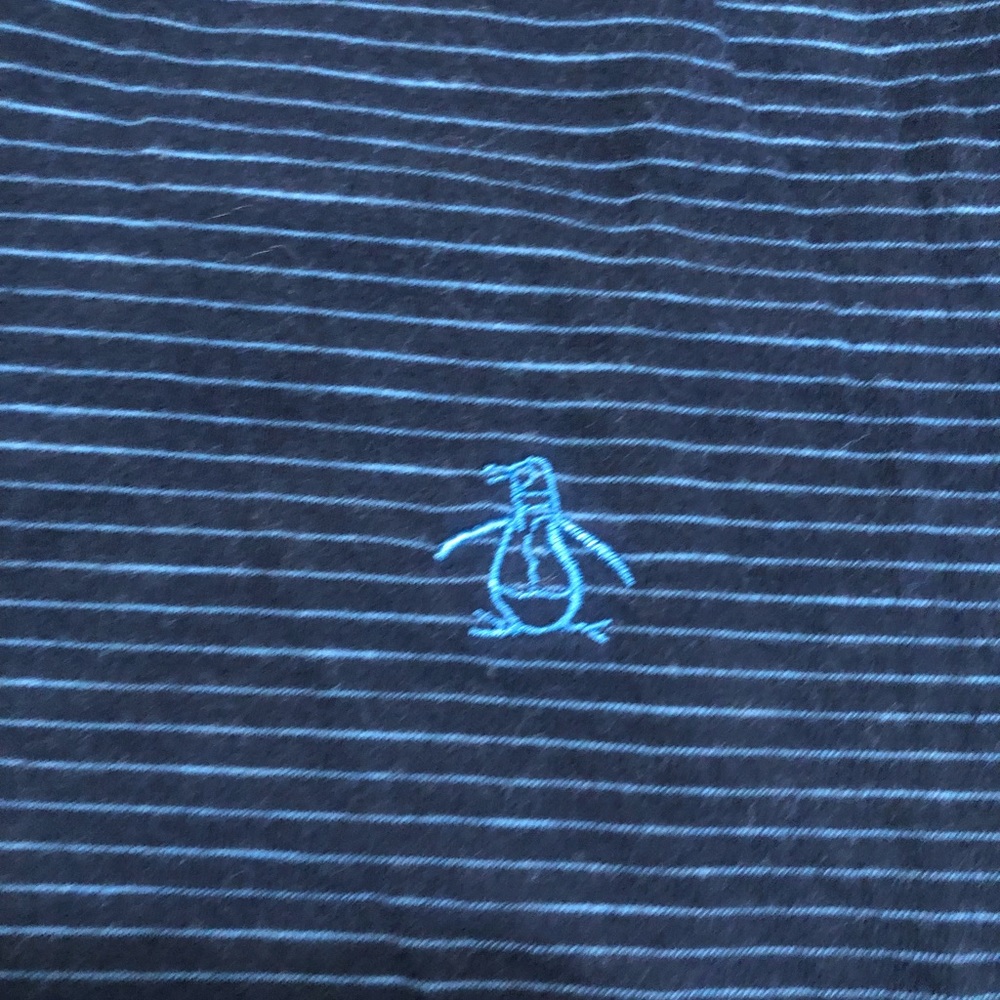 Original Penguin blue striped slim fit polo shirt, large - Picture 4 of 8